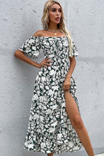 Load image into Gallery viewer, Floral Slit Off-Shoulder Midi Dress
