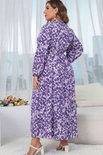 Load image into Gallery viewer, Plus Size Printed Mock Neck Buttoned Maxi Dress
