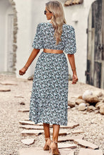 Load image into Gallery viewer, Floral Cutout Puff Sleeve Midi Dress
