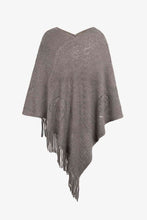 Load image into Gallery viewer, Pearl Trim Fringe Hem Poncho
