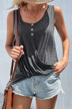 Load image into Gallery viewer, Decorative Button Twisted Scoop Neck Tank
