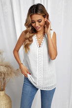 Load image into Gallery viewer, Swiss Dot Lace Detail Plunge Tank
