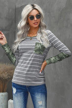 Load image into Gallery viewer, Camouflage Striped Round Neck Top
