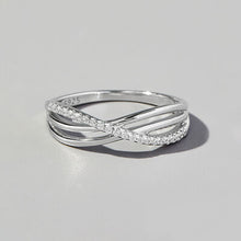 Load image into Gallery viewer, Crisscross Inlaid Zircon 925 Sterling Silver Ring
