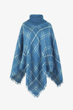 Load image into Gallery viewer, Plaid Turtleneck Fringe Hem Poncho
