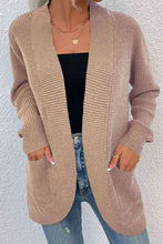 Load image into Gallery viewer, Open Front Rib-Knit Cardigan with Pockets
