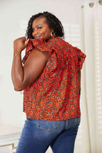 Load image into Gallery viewer, Double Take Floral Flutter Sleeve Notched Neck Blouse
