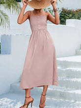 Load image into Gallery viewer, Decorative Button Spaghetti Strap Midi Dress
