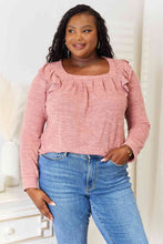 Load image into Gallery viewer, Double Take Square Neck Ruffle Shoulder Long Sleeve T-Shirt
