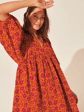 Load image into Gallery viewer, Floral Tie Neck Balloon Sleeve Dress
