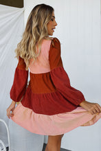 Load image into Gallery viewer, Color Block Square Neck Tiered Dress
