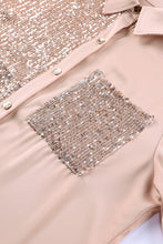 Load image into Gallery viewer, Sequin Button Front High-Low Shirt Dress
