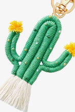 Load image into Gallery viewer, Bead Trim Cactus Keychain with Fringe
