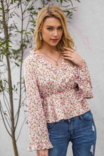 Load image into Gallery viewer, Floral Ruffled V-Neck Peplum Blouse
