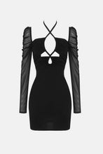 Load image into Gallery viewer, Crisscross Spliced Mesh Cutout Mini Dress
