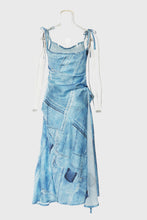 Load image into Gallery viewer, Tie-Shoulder Split Patchwork Denim Dress

