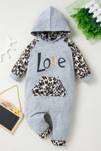Load image into Gallery viewer, Girls Cheetah Leopard Pattern Contrast Hooded Jumpsuit
