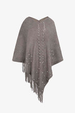 Load image into Gallery viewer, Pearl Trim Fringe Hem Poncho
