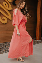 Load image into Gallery viewer, Cold-Shoulder Deep V Slit Maxi Dress
