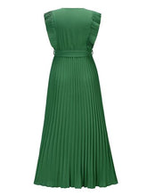 Load image into Gallery viewer, Tied Surplice Cap Sleeve Pleated Dress
