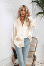 Load image into Gallery viewer, Lapel Collar Button Up Long Sleeve Shirt
