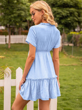 Load image into Gallery viewer, Frill V-Neck Short Sleeve Ruffle Hem Dress
