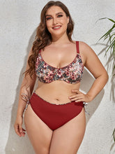 Load image into Gallery viewer, Plus Size Printed V-Neck Drawstring Bikini Set
