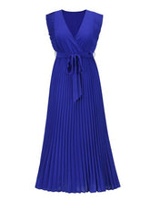 Load image into Gallery viewer, Tied Surplice Cap Sleeve Pleated Dress
