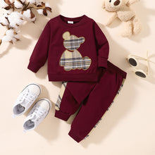 Load image into Gallery viewer, Plaid Bear Graphic Tee and Plaid Print Pants Kit
