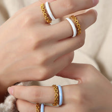 Load image into Gallery viewer, Enamel 18K Gold-Plated Open Ring
