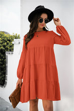 Load image into Gallery viewer, Balloon Sleeve Keyhole Tiered Dress
