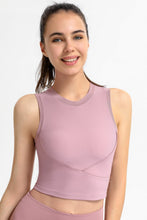 Load image into Gallery viewer, Ribbed Crisscross Round Neck Cropped Sports Tank
