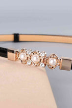 Load image into Gallery viewer, Rhinestone Flower Adjustable PU Leather Belt
