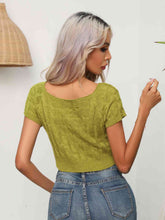Load image into Gallery viewer, Cable-Knit Round Neck Short Sleeve Knit Top
