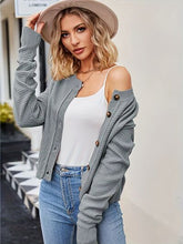 Load image into Gallery viewer, Button Up Dropped Shoulder Cardigan
