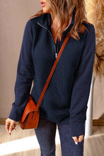 Load image into Gallery viewer, Quarter-Zip Quilted Sweatshirt with Kangaroo Pocket
