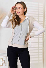 Load image into Gallery viewer, Double Take Color Block Exposed Seam Drawstring Hoodie

