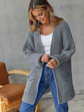 Load image into Gallery viewer, Open Front Long Sleeve Cardigan with Pockets
