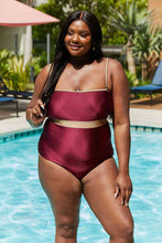 Load image into Gallery viewer, Marina West Swim Wave Break Contrast Trim One-Piece in Wine
