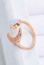 Load image into Gallery viewer, Natural Moonstone and Zircon Sun &amp; Moon Open Ring
