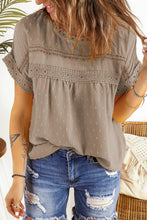 Load image into Gallery viewer, Swiss Dot Decorative Button Short Sleeve Blouse
