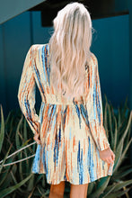 Load image into Gallery viewer, Printed V-Neck Long Puff Sleeve Mini Dress
