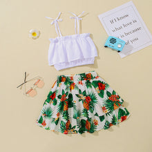 Load image into Gallery viewer, Girls Layered Cami and Pineapple Print Skirt Set
