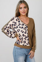 Load image into Gallery viewer, Leopard V-Neck Waffle-Knit Top
