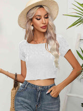 Load image into Gallery viewer, Cable-Knit Round Neck Short Sleeve Knit Top
