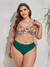 Load image into Gallery viewer, Plus Size Printed V-Neck Drawstring Bikini Set
