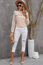 Load image into Gallery viewer, Ruffled Lace Mock Neck Blouse
