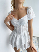 Load image into Gallery viewer, Eyelet Layered Seam Detail Mini Dress
