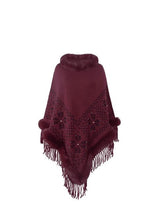 Load image into Gallery viewer, Fringe Geometric Cape Sleeve Poncho
