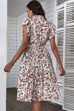 Load image into Gallery viewer, Floral Tie-Neck Flutter Sleeve Midi Dress
